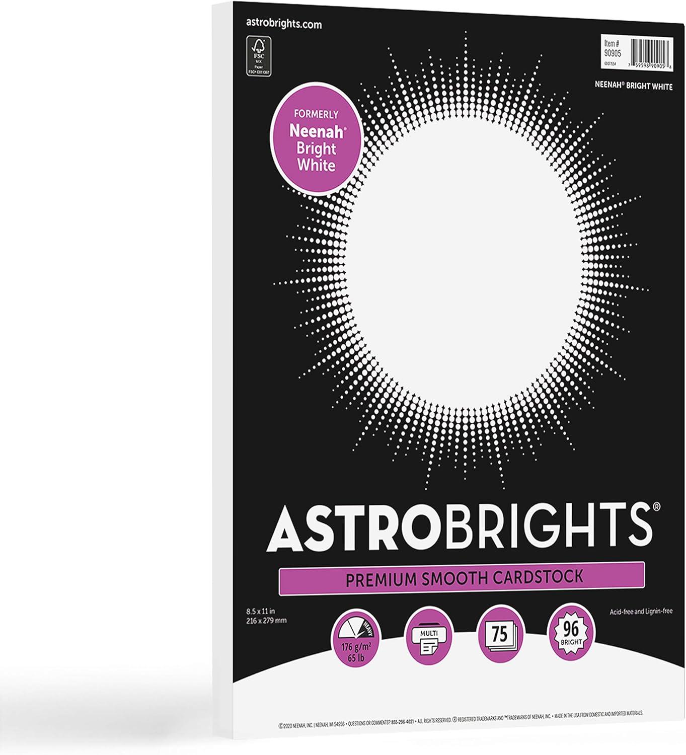 image:imageAstrobrightsNeenah Bright White Cardstock 85 x 11 65 lb176 gsm White 75 Sheets 9090502 Packaging May Vary85 x 11