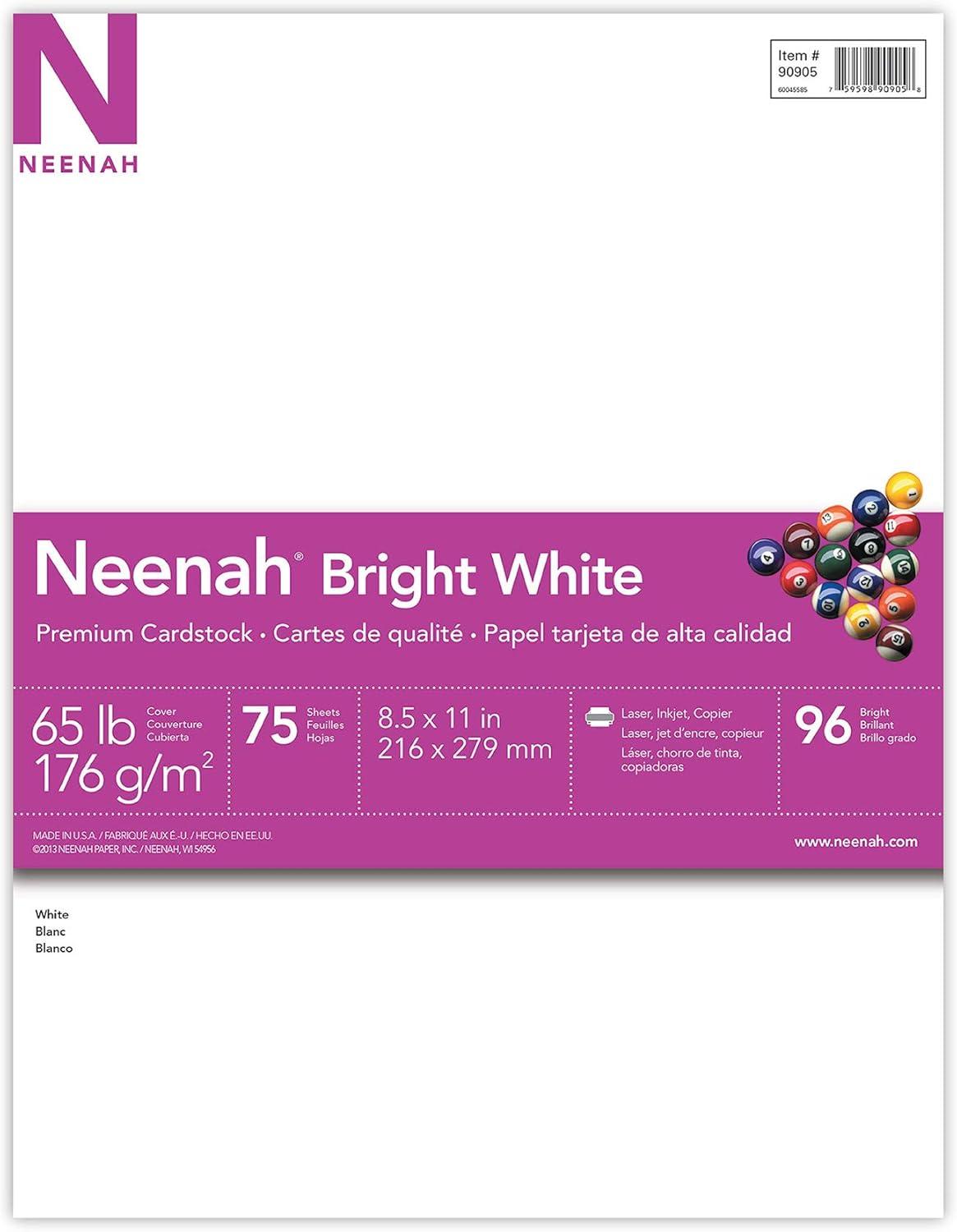 image:imageAstrobrightsNeenah Bright White Cardstock 85 x 11 65 lb176 gsm White 75 Sheets 9090502 Packaging May Vary85 x 11