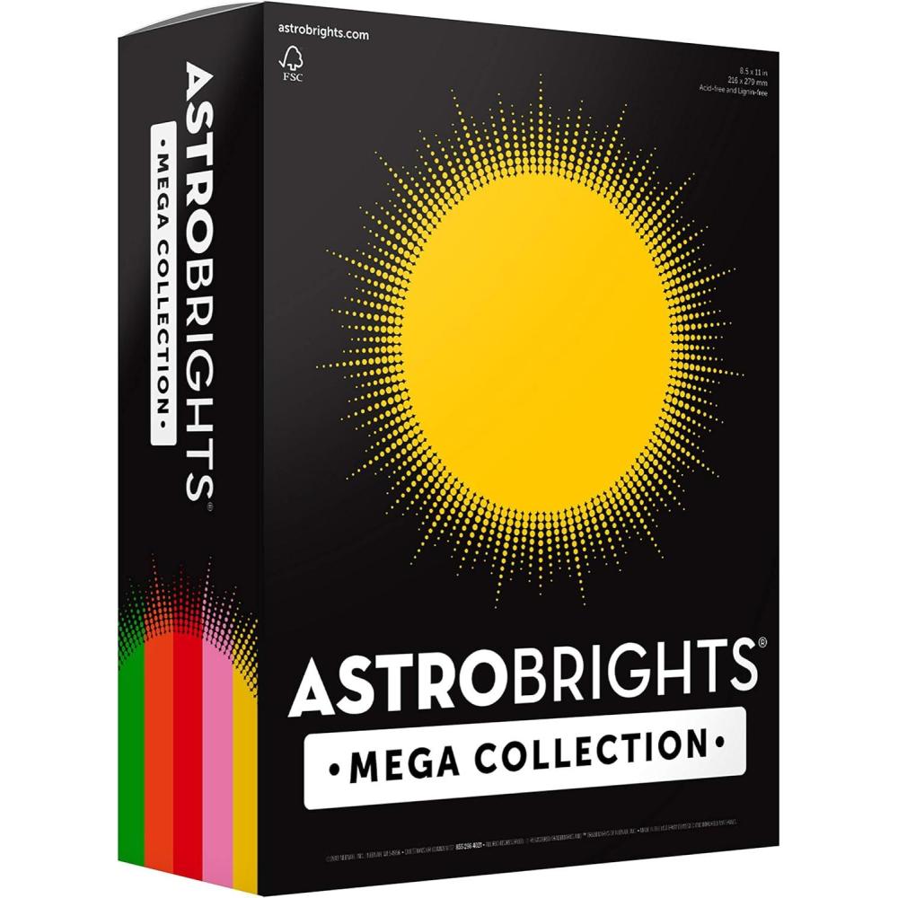 image:imageAstrobrights Mega Collection Colored Paper 8 x 11 24 lb89 gsm Retro 5Color Assortment 625 Ct 91685Amazon Exclusive More Sheets Assorted1 Ream