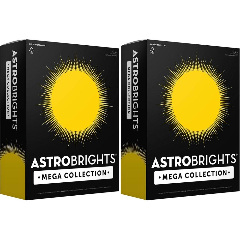 image:imageAstrobrights Mega Collection Colored Paper Bright Yellow 625 Sheets 24 lb89 gsm 85 x 11  MORE SHEETS 91618625 Count Pack of 2