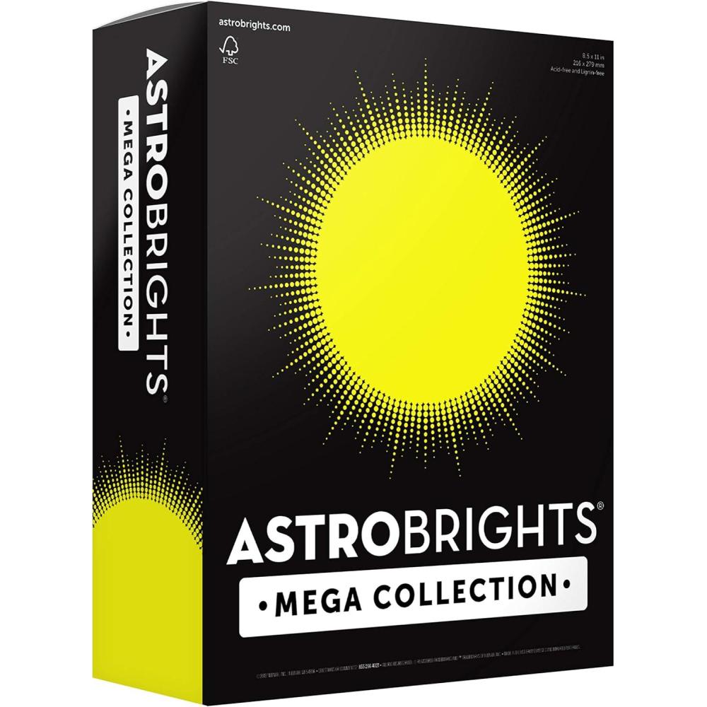 image:imageAstrobrights Mega Collection Colored Paper Neon Yellow 625 Sheets 24 lb89 gsm 85 x 11 MORE SHEETS 916761 Ream