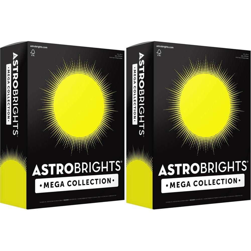 image:imageAstrobrights Mega Collection Colored Paper Neon Yellow 625 Sheets 24 lb89 gsm 85 x 11 MORE SHEETS 916761 Ream Pack of 2
