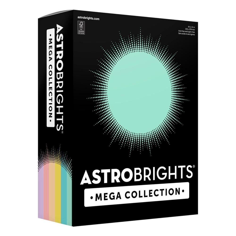 image:imageAstrobrights Mega Collection Colored Paper Punchy Pastel Assortment Expanded 6Colors 624 Sheets 24 lb89 GSM 85 x 11 More Colors More Sheets 91649