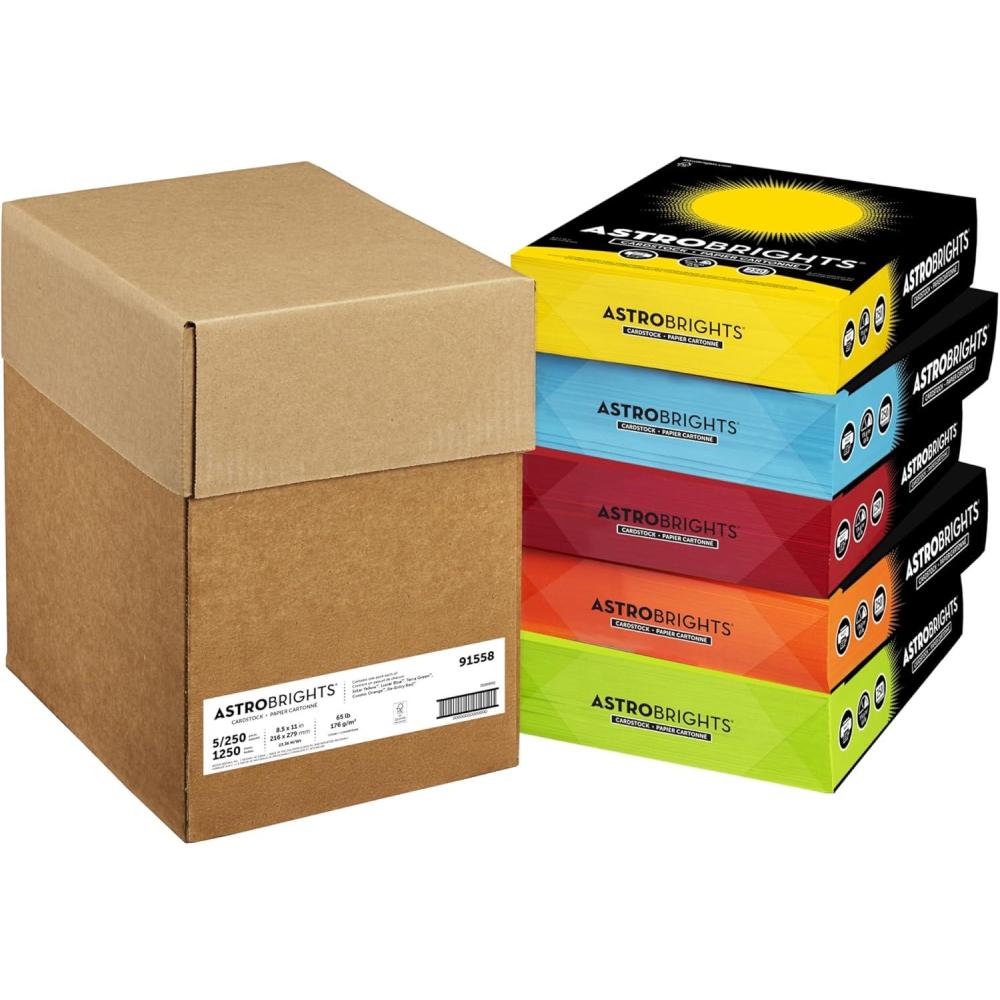 image:imageAstrobrights Mixed Carton 85 x 11 65 lb176 gsm 5Colors 250 Sheets Each1250 Sheets Total