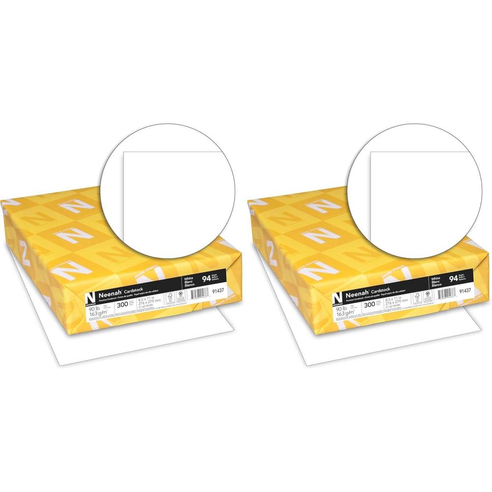 image:imageNeenah Index Cardstock 85 x 11 90 lb163 gsm White 300 Sheets Lightweight 94 Brightness EXTRA SHEETS MORE VALUE 91437300 Count Pack of 2