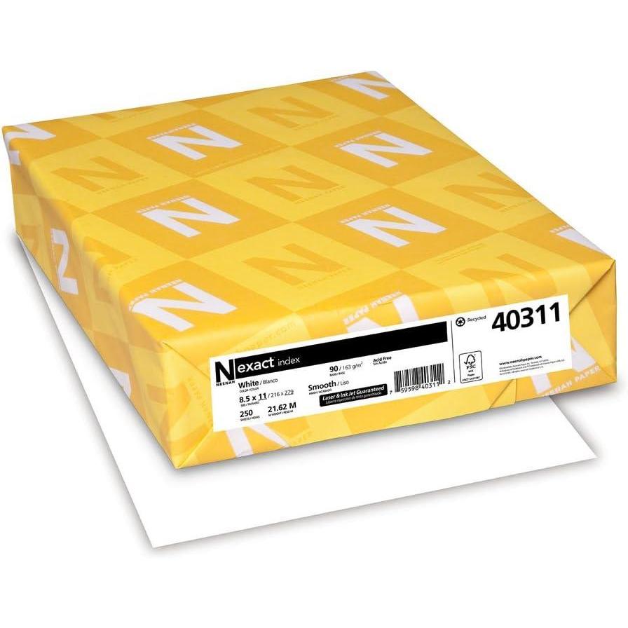 image:imageNeenah Paper 40311 Exact Index Card Stock 90lb 94 Bright 8 12 x 11 White 250 Sheets Pack of 11 pack