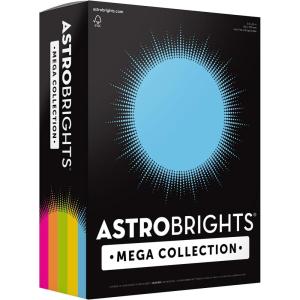Astrobrights Mega Collection, Colored Paper, “Brilliant” 5-Color Assortment, 625 Sheets, 24 lb/89 gsm, 8.5″ x 11 – MORE SHEETS! (91684)(Paper)