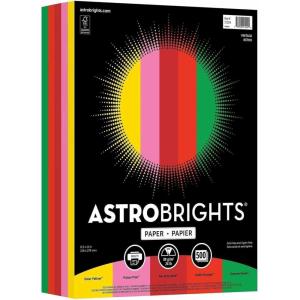 Neenah Astrobrights® Bright Color Paper, Letter Size Paper, 24 lb, Assorted Colors, 500 Sheets(8-1/2 x 11 in)