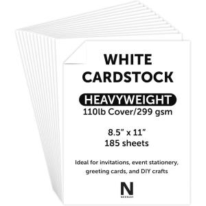 Neenah White Cover Cardstock, 110 lb. Heavyweight Cover Stock, 185 Sheets, 94 Brightness, 8.5″ x 11″, Ideal for Invitations & Cards (91346)