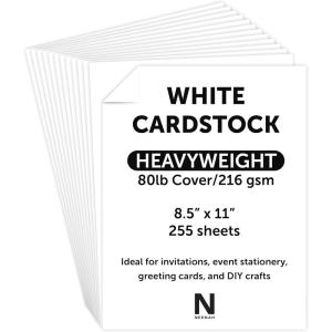 Neenah White Cover Cardstock, 80 lb. Heavyweight Cover Stock, 255 Sheets, 94 Brightness, 8.5″ x 11″, Ideal for Invitations & Cards (91308)