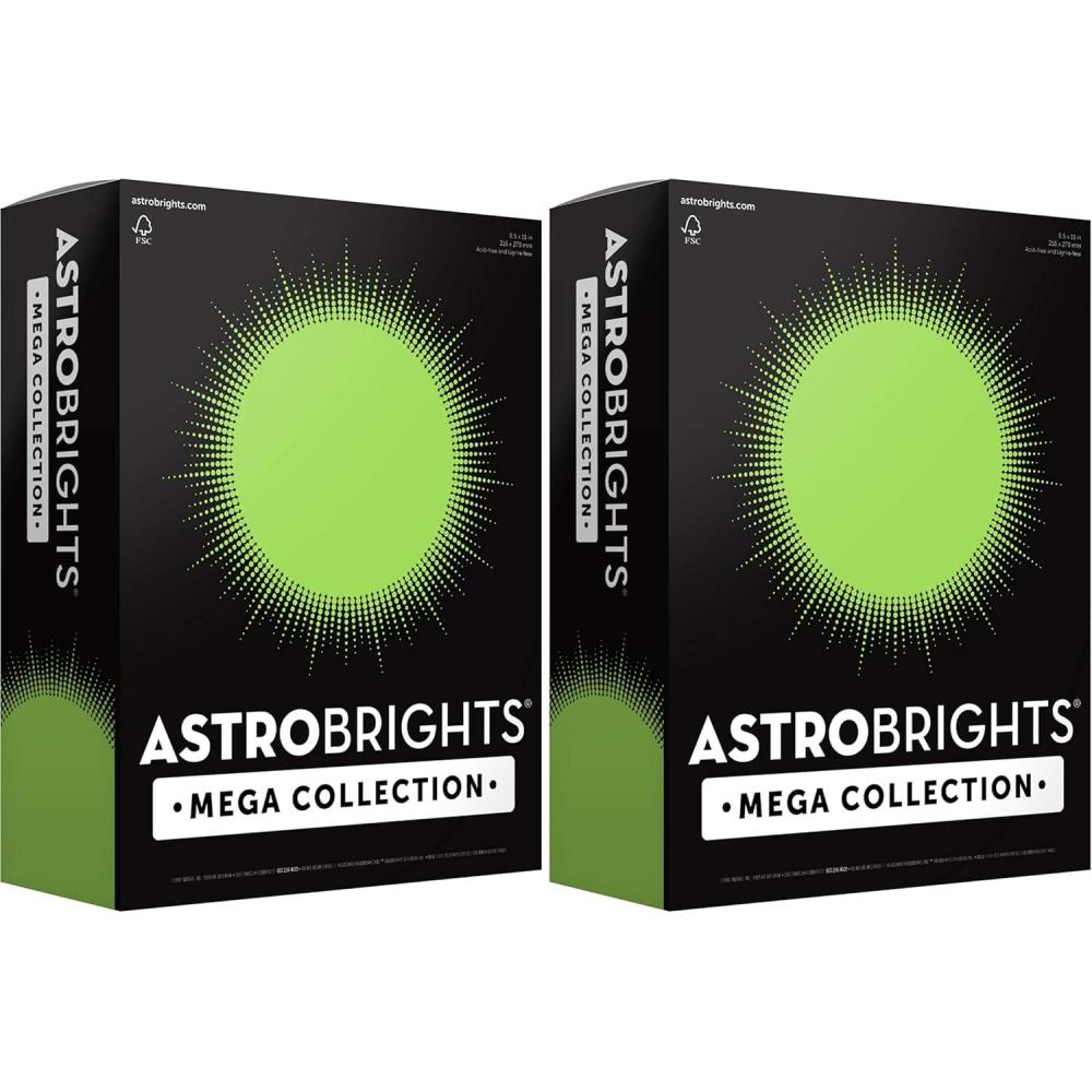 image:imageAstrobrights Mega Collection Colored Cardstock Bright Lime Green 320 Sheets 65 lb176 gsm 85 x 11 MORE SHEETS 916981 Ream Pack of 2