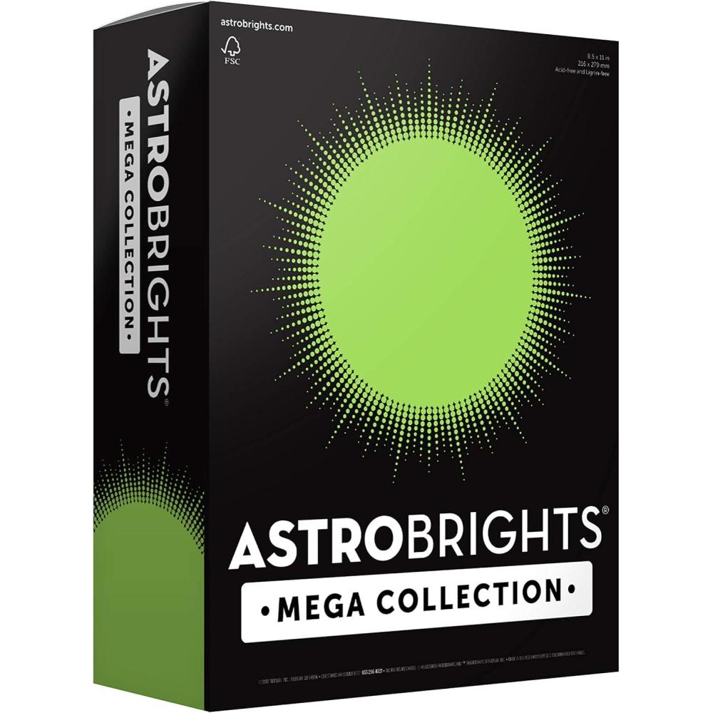 image:imageAstrobrights Mega Collection Colored Cardstock Bright Lime Green 320 Sheets 65 lb176 gsm 85 x 11 MORE SHEETS 916981 Ream Pack of 6