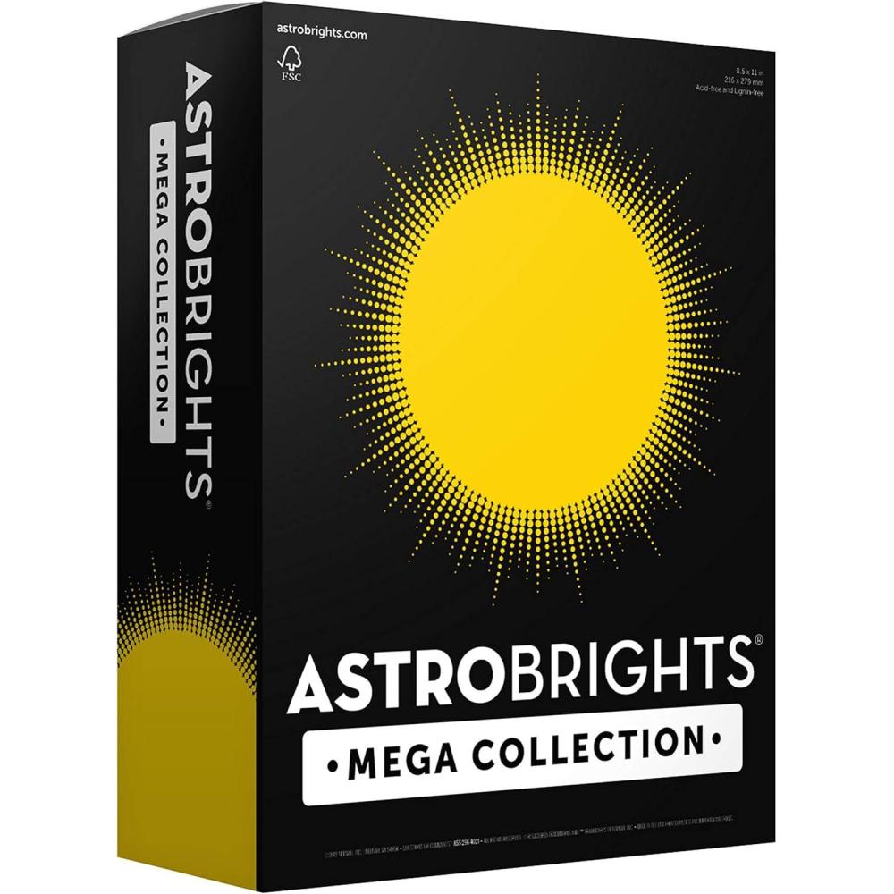 image:imageAstrobrights Mega Collection Colored Cardstock Bright Yellow 320 Sheets 65 lb176 gsm 85 x 11 MORE SHEETS 91625320 Count Pack of 1