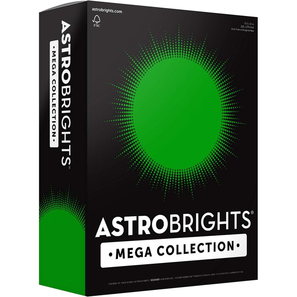 image:imageAstrobrights Mega Collection Colored Cardstock Ultra Green 320 Sheets 65 lb176 gsm 85 x 11 MORE SHEETS 916781 Ream Pack of 6