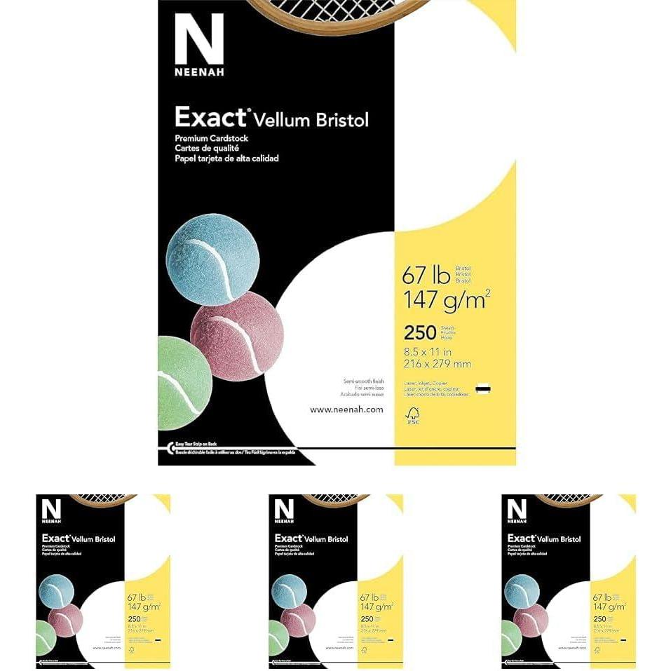 image:imageExact Vellum Bristol Cardstock 85 x 11 67 lb147 GSM White 250 Sheets 8021885x11Inch Pack of 4