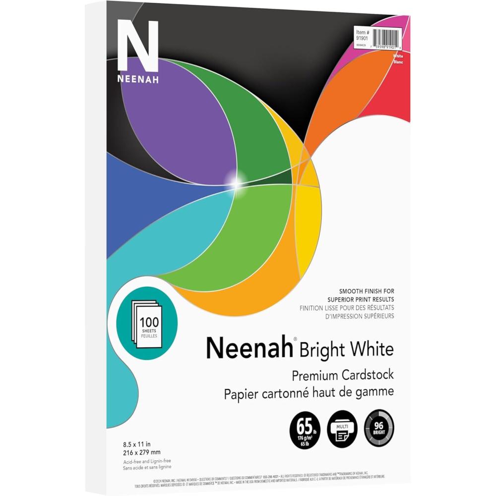 image:imageNeenah Printable MultiPurpose Card Stock 812 x 11 Bright White Pack Of 100 Sheets
