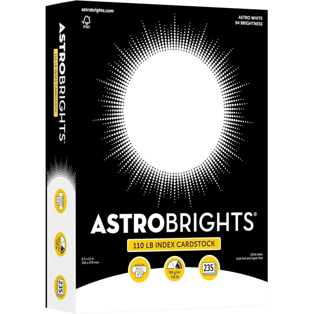 image:imagePremium Astrobrights White Cardstock 85 x 11 110 lb Index 94 Brightness 235 Sheets More Sheets Heavyweight Astro White Card Stock for Invitations Business Cards Crafts and Printing