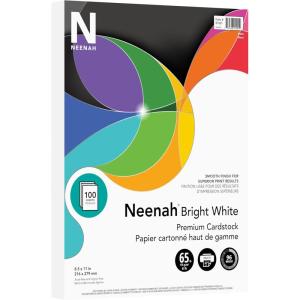 Neenah Printable Multi-Purpose Card Stock, 8-1/2″ x 11″, Bright White, Pack Of 100 Sheets