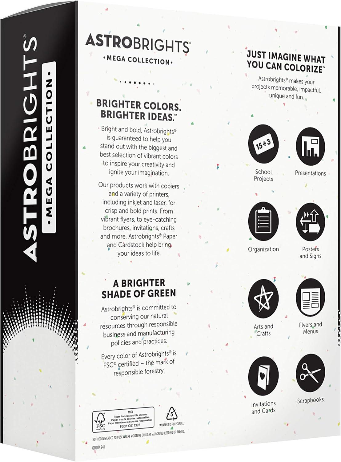 image:imageAstrobrights Mega Collection Colored Cardstock Bright Confetti White 320 Sheets 65 lb176 GSM 85 x 11 91683320 Count Pack of 6