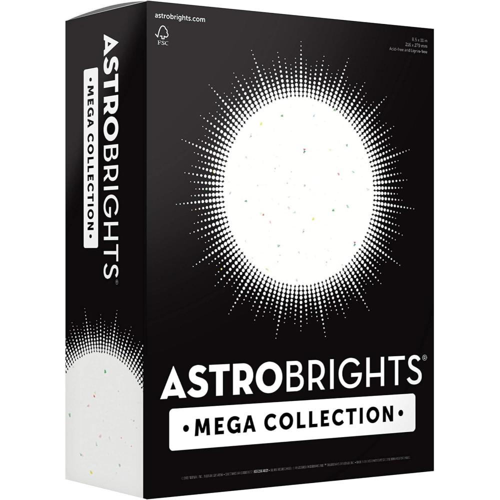 image:imageAstrobrights Mega Collection Colored Cardstock Bright Confetti White 320 Sheets 65 lb176 GSM 85 x 11 91683320 Count Pack of 6