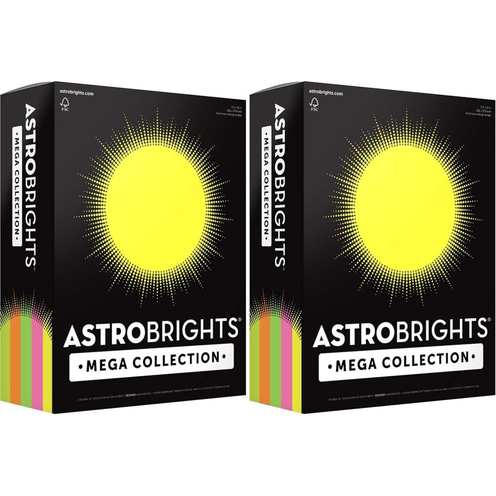 image:imageAstrobrights Mega Collection Colored Cardstock Flourescent 5Color Assortment 320 Sheets 65 lb176 gsm 85 x 11 MORE SHEETS 917031 Ream Pack of 2