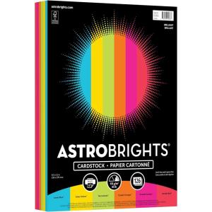 Astrobrights Colored Cardstock, Brilliant Assortment, 6-Colors, 65 lb./176 gsm, 8.5” x 11”, 126 Sheets, Acid‑Free, Lignin‑Free, Perfect for School, Office & DIY (92063)
