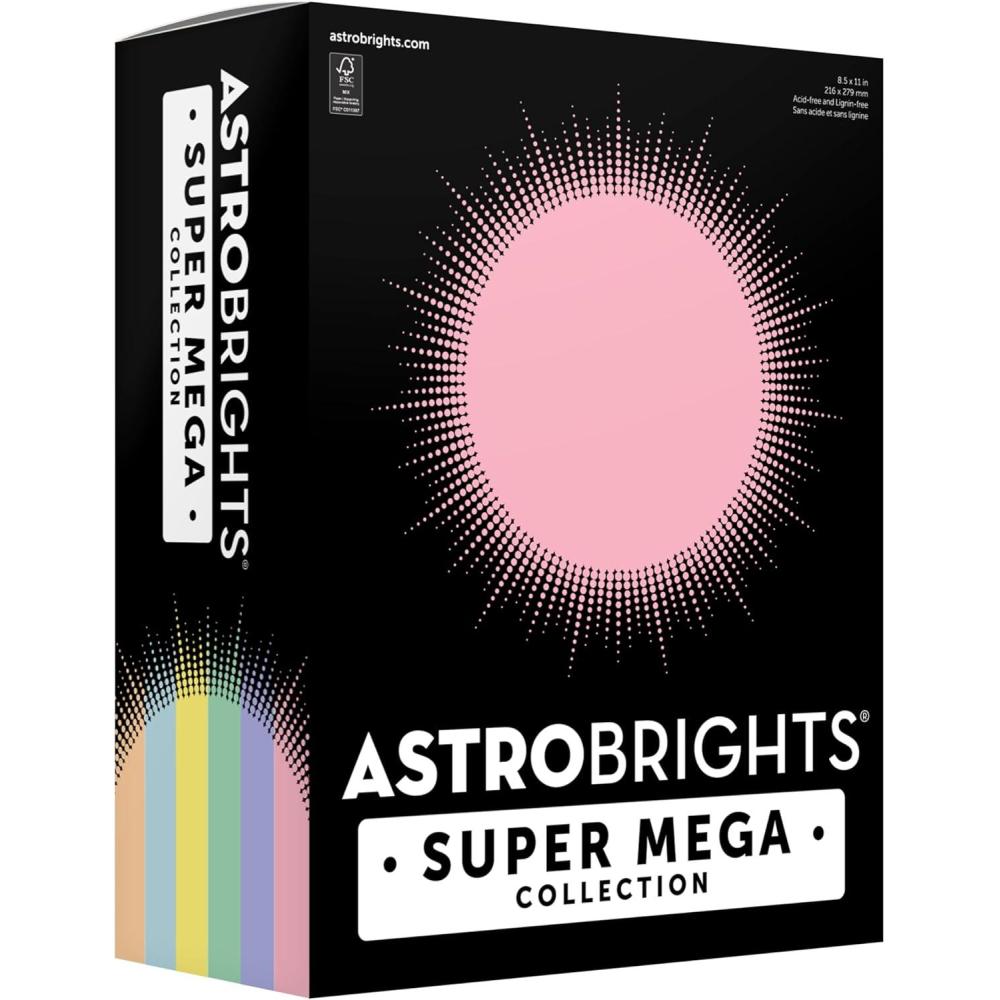 image:imageAstrobrights Super Mega Collection Colored Cardstock Pastel Assortment Expanded 6Colors 396 Sheets 65 lb176 gsm 85 x 11  MORE COLORS EVEN MORE SHEETS 91557